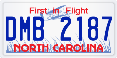 NC license plate DMB2187