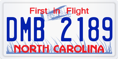 NC license plate DMB2189