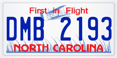 NC license plate DMB2193