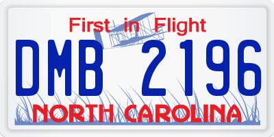 NC license plate DMB2196