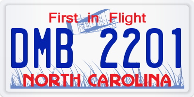 NC license plate DMB2201