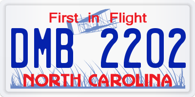 NC license plate DMB2202