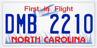 NC license plate DMB2210