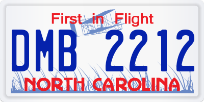 NC license plate DMB2212