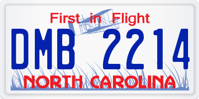 NC license plate DMB2214