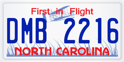 NC license plate DMB2216