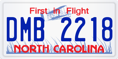 NC license plate DMB2218
