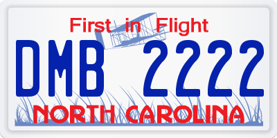 NC license plate DMB2222