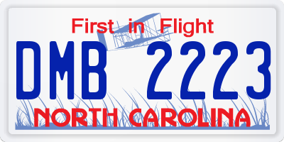 NC license plate DMB2223