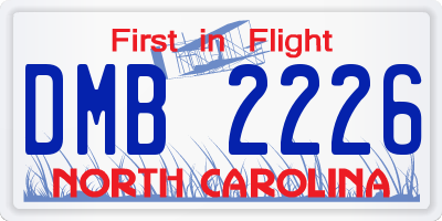 NC license plate DMB2226