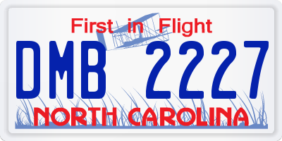 NC license plate DMB2227