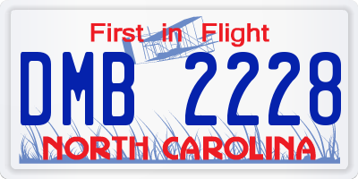 NC license plate DMB2228