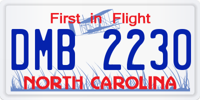 NC license plate DMB2230