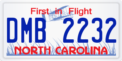 NC license plate DMB2232