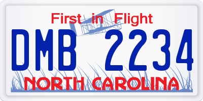 NC license plate DMB2234