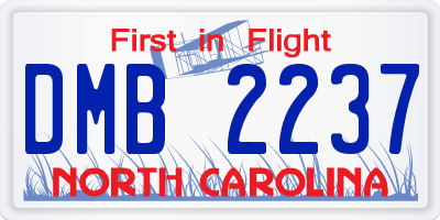 NC license plate DMB2237