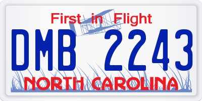 NC license plate DMB2243