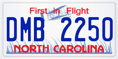 NC license plate DMB2250