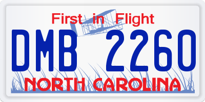 NC license plate DMB2260