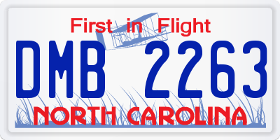 NC license plate DMB2263