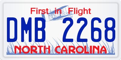 NC license plate DMB2268