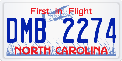 NC license plate DMB2274
