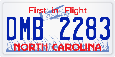 NC license plate DMB2283