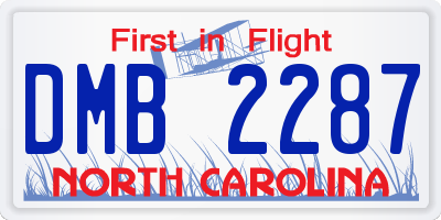 NC license plate DMB2287
