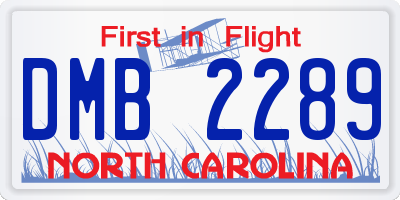 NC license plate DMB2289