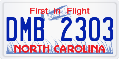 NC license plate DMB2303