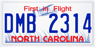 NC license plate DMB2314