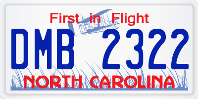 NC license plate DMB2322