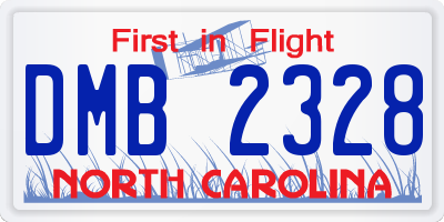 NC license plate DMB2328