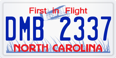 NC license plate DMB2337