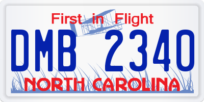 NC license plate DMB2340