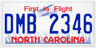 NC license plate DMB2346