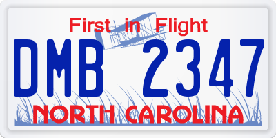 NC license plate DMB2347