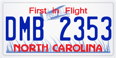 NC license plate DMB2353