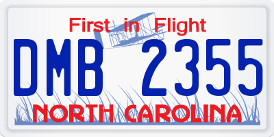 NC license plate DMB2355