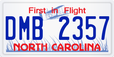 NC license plate DMB2357