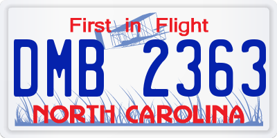 NC license plate DMB2363