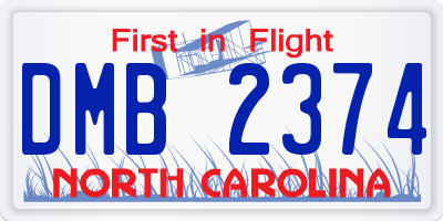 NC license plate DMB2374