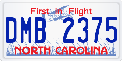 NC license plate DMB2375