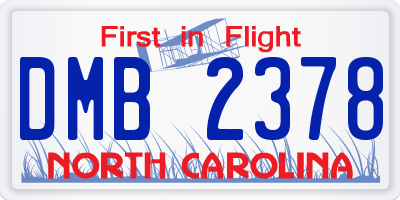 NC license plate DMB2378