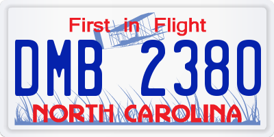 NC license plate DMB2380