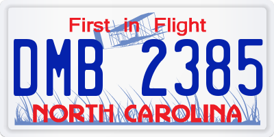 NC license plate DMB2385