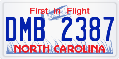 NC license plate DMB2387