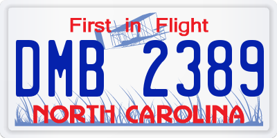 NC license plate DMB2389