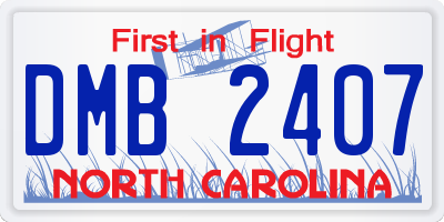 NC license plate DMB2407