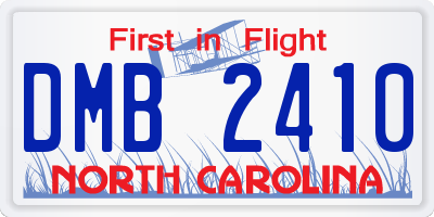 NC license plate DMB2410